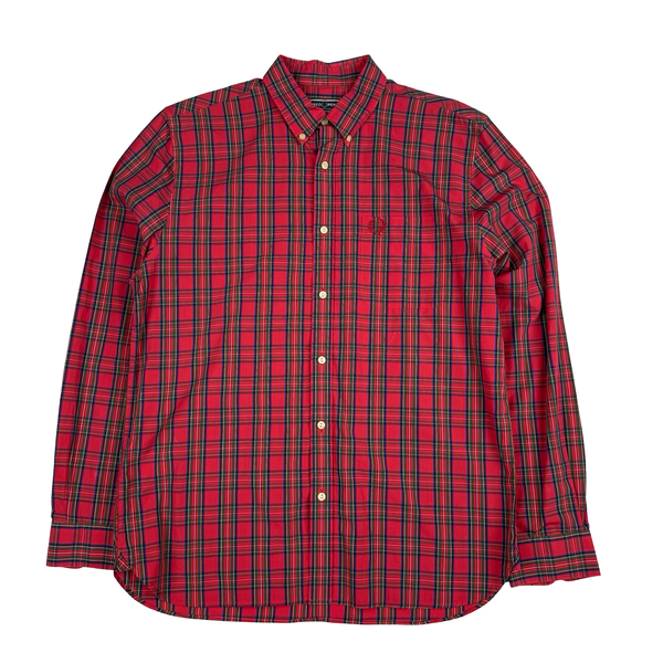 Fred Perry Red Tartan Cotton Buttoned Shirt - Large (42)
