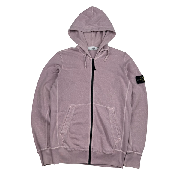 Stone Island 2017 Pink Zip Up Cotton Hoodie -Medium