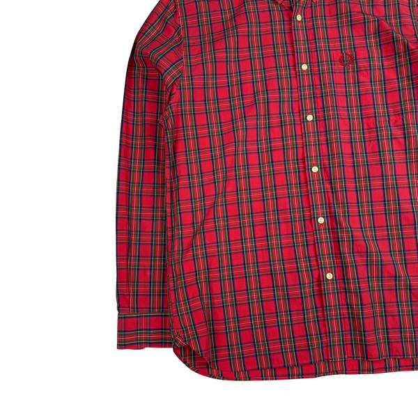 Fred Perry Red Tartan Cotton Buttoned Shirt - Large (42)