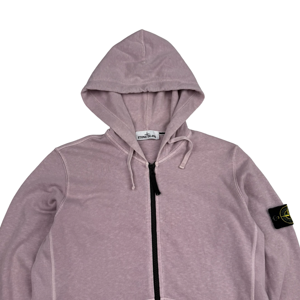Stone Island 2017 Pink Zip Up Cotton Hoodie -Medium