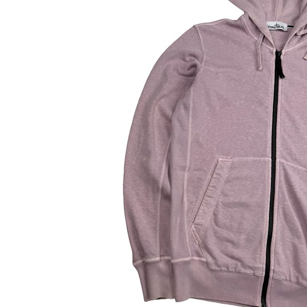 Stone Island 2017 Pink Zip Up Cotton Hoodie -Medium