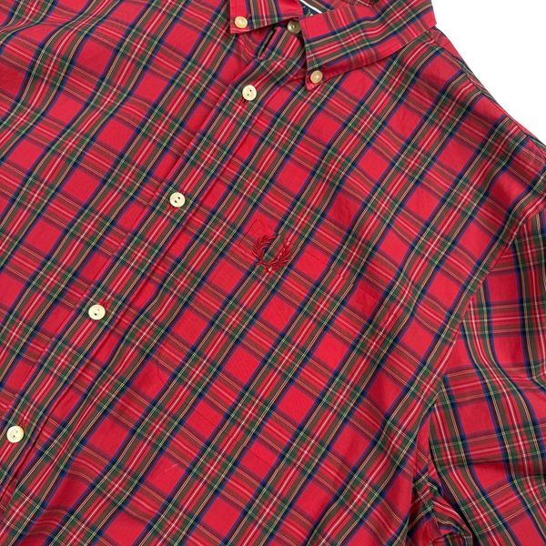 Fred Perry Red Tartan Cotton Buttoned Shirt - Large (42)