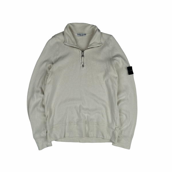 Stone Island 2006 Cream White Quarter Zip Pullover - Large