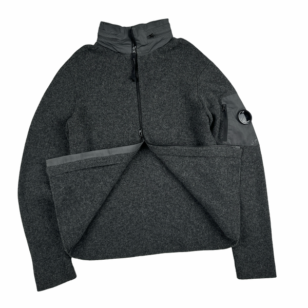 CP Company Grey Zip Up Lens Viewer Knit- Medium