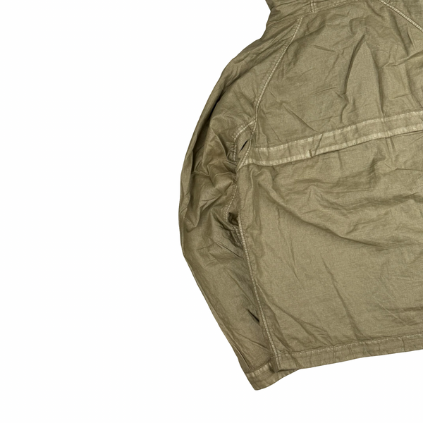 CP Company Khaki Garment Dyed Lino Wax Goggle Jacket - Medium