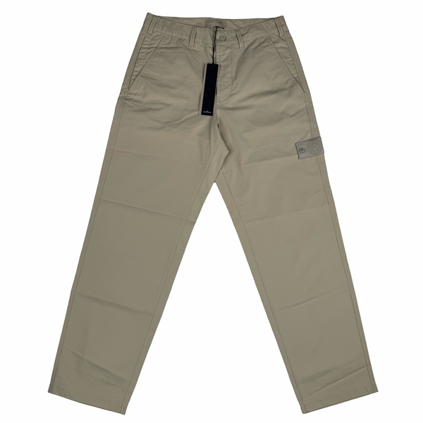 Stone Island 2025 Ghost Piece Light Khaki Beige Type Re Fit Cotton Chino Trousers - 30" (Small)