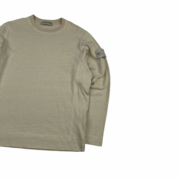 Stone Island 2023 Beige Ghost Piece Cotton Crewneck Jumper - Medium