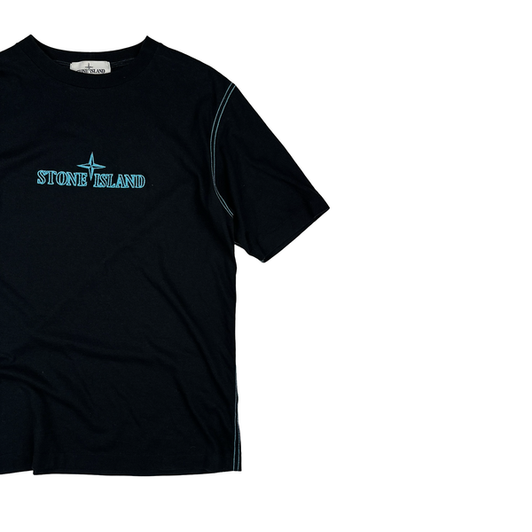 Stone Island 2021 Black Cotton Compass T Shirt - Small