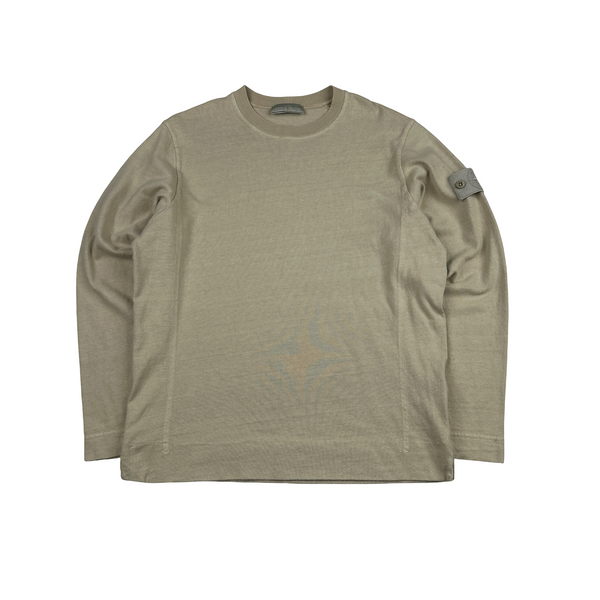 Stone Island 2023 Beige Ghost Piece Cotton Crewneck Jumper - Medium