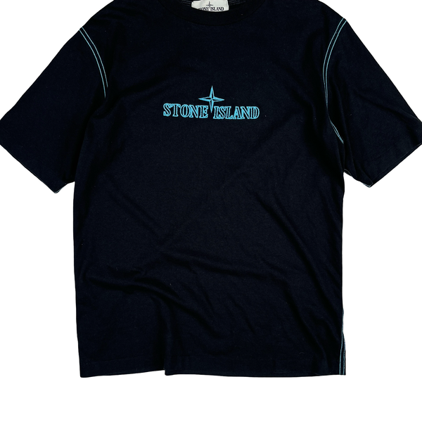 Stone Island 2021 Black Cotton Compass T Shirt - Small