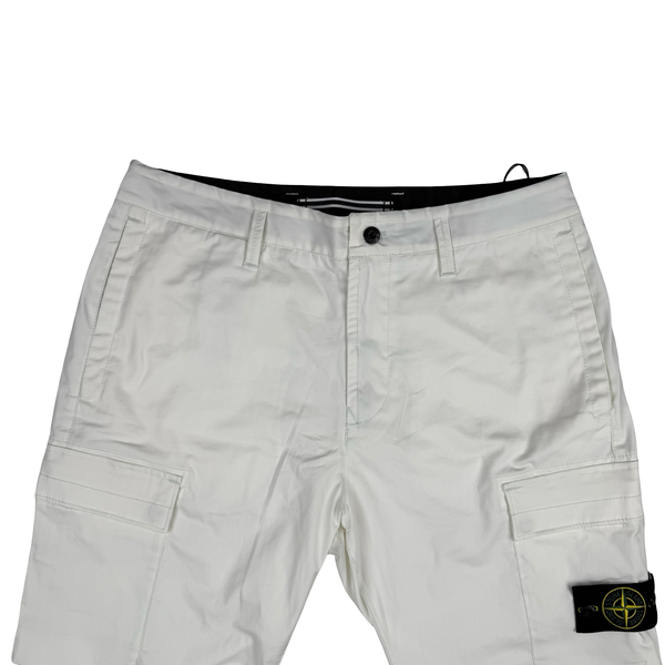 Stone Island 2026 White Type RE-T Cotton Cargo Trousers - 32" (Medium)