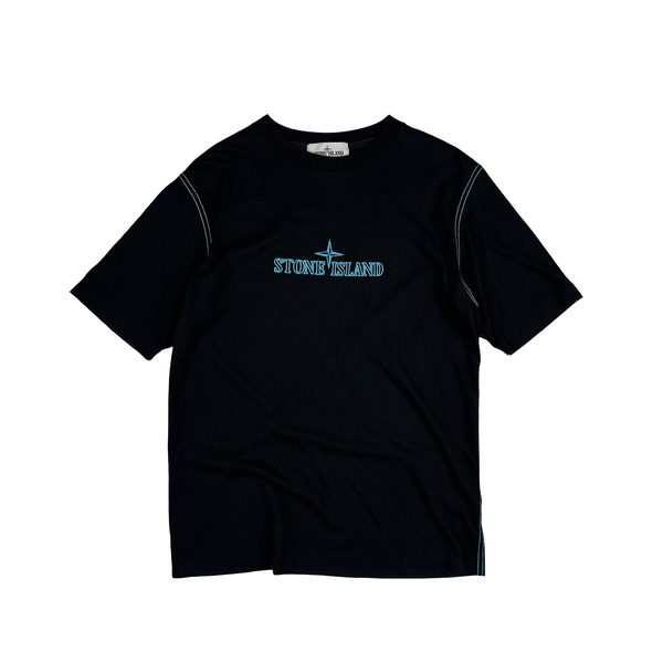 Stone Island 2021 Black Cotton Compass T Shirt - Small