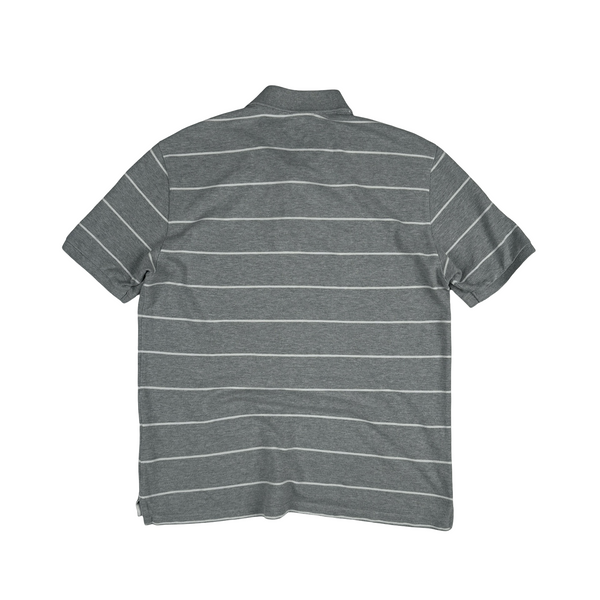 CP Company Grey Striped Cotton Polo Shirt - Large