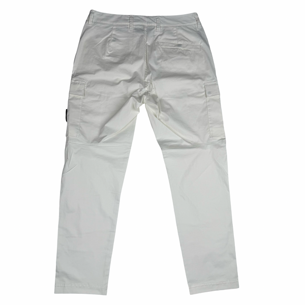 Stone Island 2026 White Type RE-T Cotton Cargo Trousers - 32" (Medium)