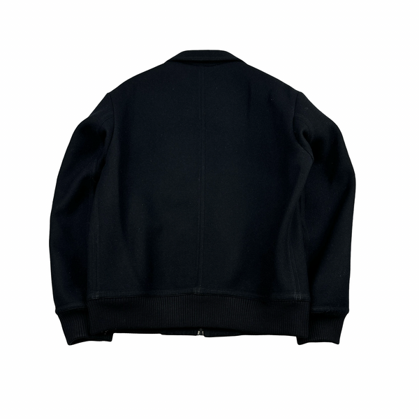 Hermes Cashmere Wool Zipped Black Collared Jacket - Large