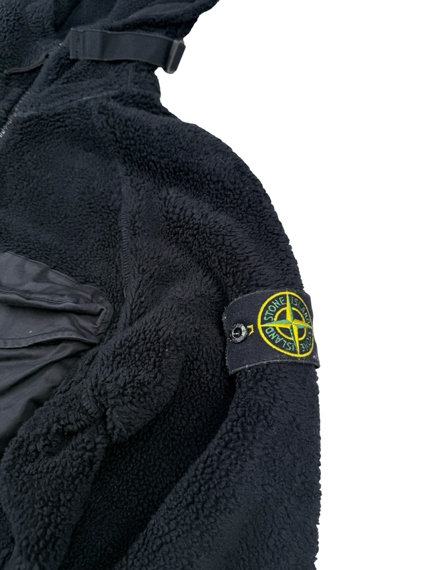 Stone Island 2021 Black Teddy Fleece Zipped Jacket - Small