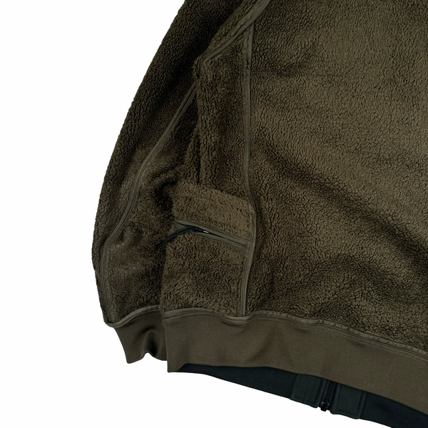 CP Company 2 in 1 Reversible Khaki Teddy Fleece Lined Lens Viewer Jacket - XL
