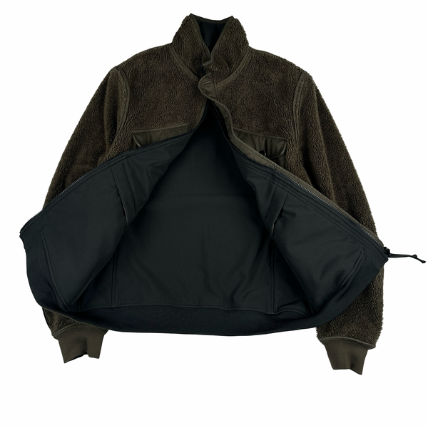 CP Company 2 in 1 Reversible Khaki Teddy Fleece Lined Lens Viewer Jacket - XL