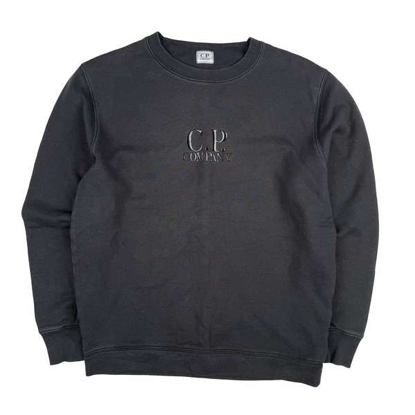 CP Company Black Cotton Spellout Crewneck Sweatshirt - Medium