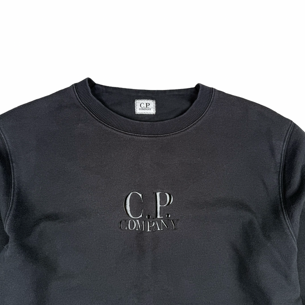 CP Company Black Cotton Spellout Crewneck Sweatshirt - Medium