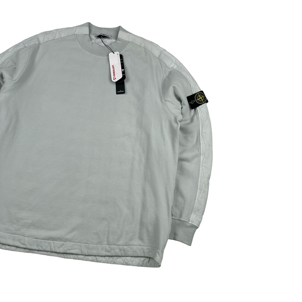 Stone Island 2022 Baby Blue Cotton Primaloft Quilted Crewneck Jumper - XXL