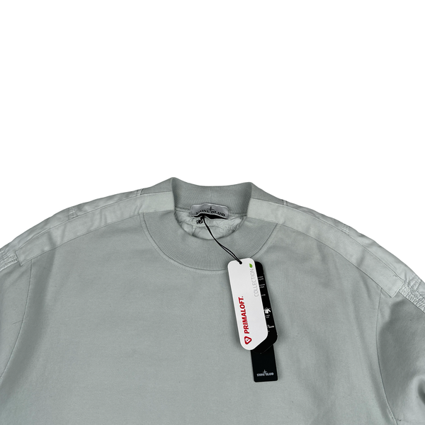 Stone Island 2022 Baby Blue Cotton Primaloft Quilted Crewneck Jumper - XXL