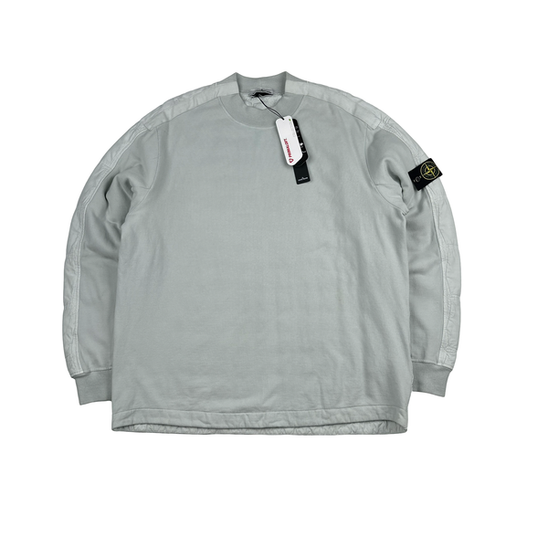 Stone Island 2022 Baby Blue Cotton Primaloft Quilted Crewneck Jumper - XXL