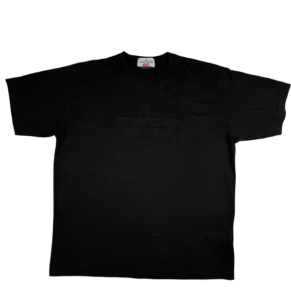 Stone Island x Supreme 2020 Black  Cotton Spellout T Shirt - Large
