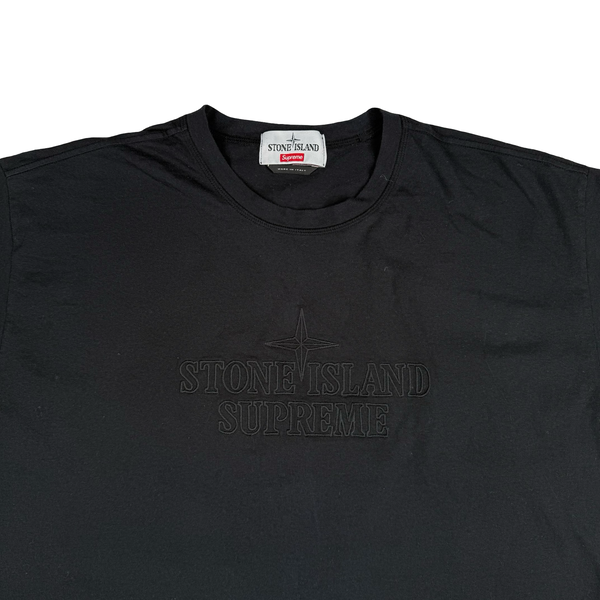 Stone Island x Supreme 2020 Black  Cotton Spellout T Shirt - Large
