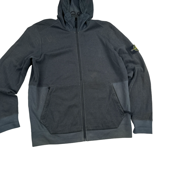 Stone Island 2016 Navy Ribbed Zip Up Hooded Jumper - XL