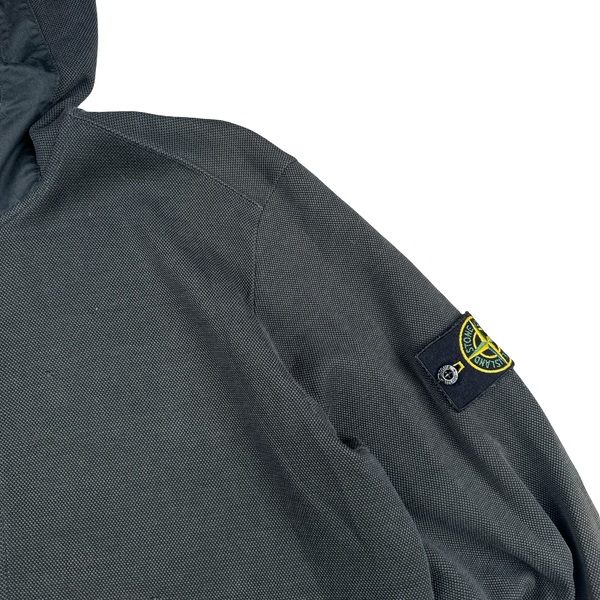 Stone Island 2016 Navy Ribbed Zip Up Hooded Jumper - XL