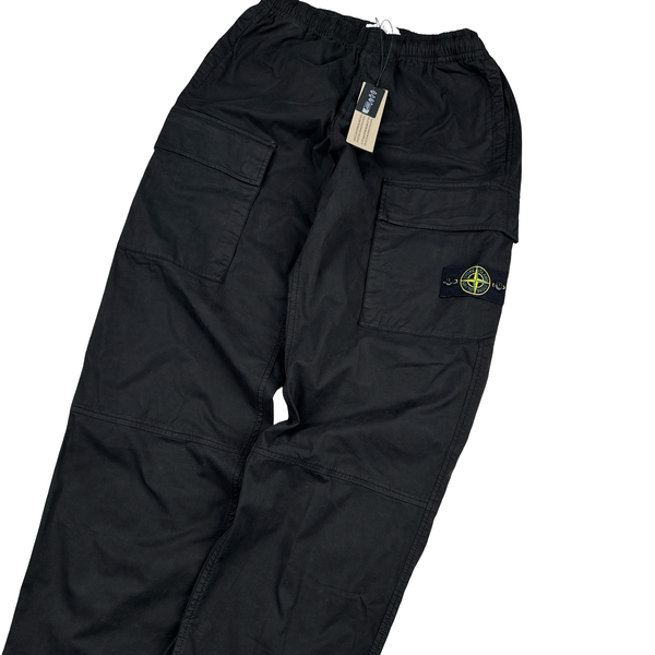 Stone Island 2026 Black Cotton Cargos Trousers - 30"