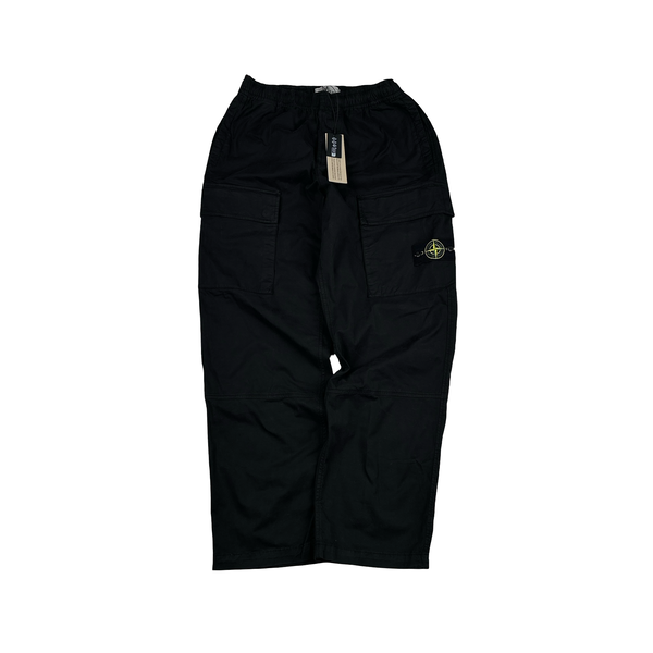 Stone Island 2026 Black Cotton Cargos Trousers - 30"