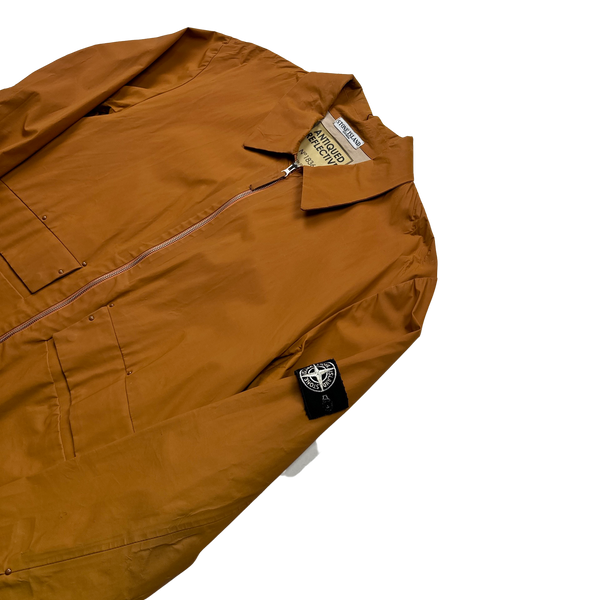 Stone Island Rare 2008 Burnt Orange Antiqued Reflective Jacket - XXL