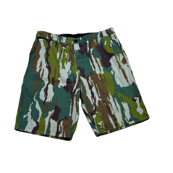 Stone Island Cotton Canvas Flowing Camo Spellout Shorts - Large (34")