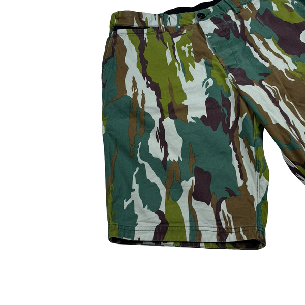 Stone Island Cotton Canvas Flowing Camo Spellout Shorts - Large (34")