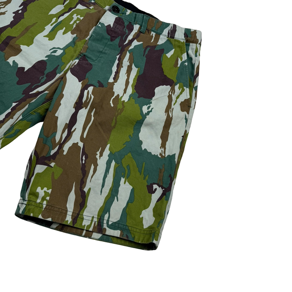 Stone Island Cotton Canvas Flowing Camo Spellout Shorts - Large (34")