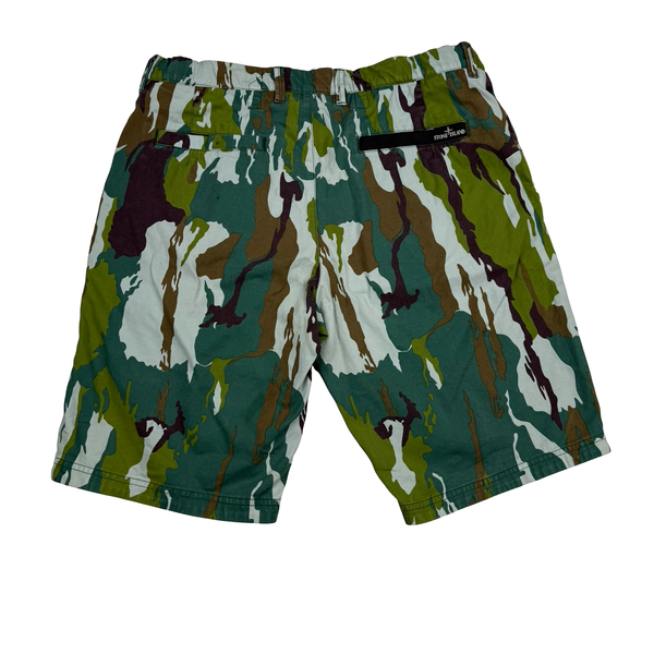 Stone Island Cotton Canvas Flowing Camo Spellout Shorts - Large (34")