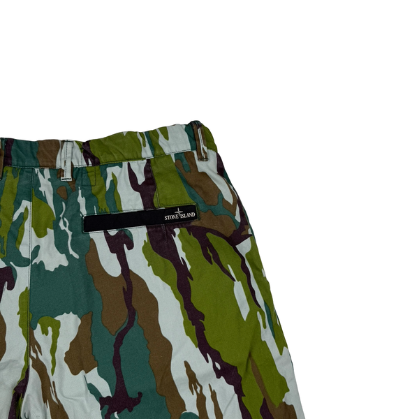 Stone Island Cotton Canvas Flowing Camo Spellout Shorts - Large (34")