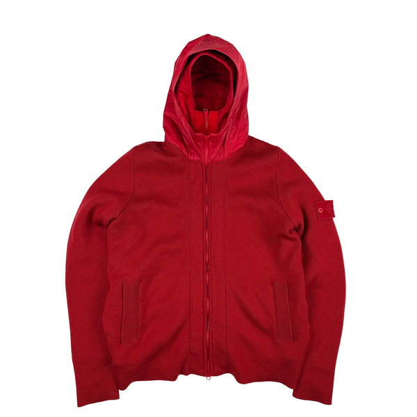 Stone Island 2013 Red Ghost Piece Mussola Gommta Hood Wool Dutch Rope Jacket - Medium