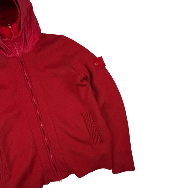 Stone Island 2013 Red Ghost Piece Mussola Gommta Hood Wool Dutch Rope Jacket - Medium