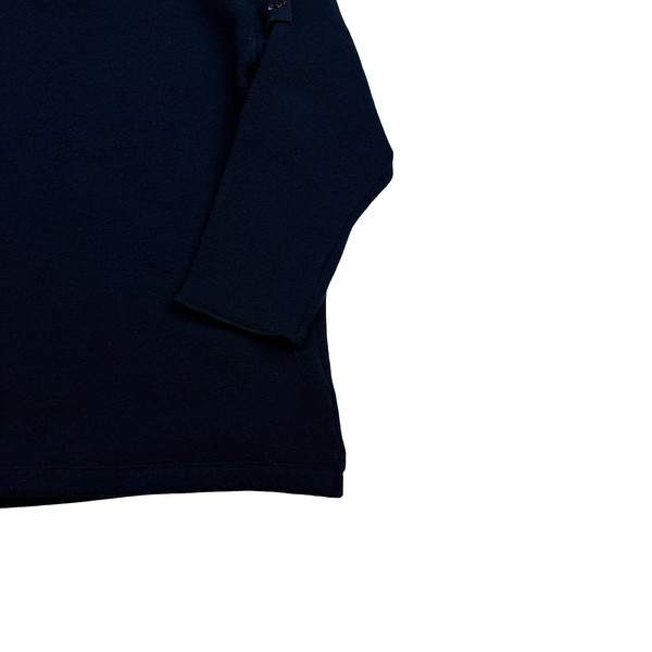 Stone Island 2002 Navy Wool Quarter Zipped Jumper - Large