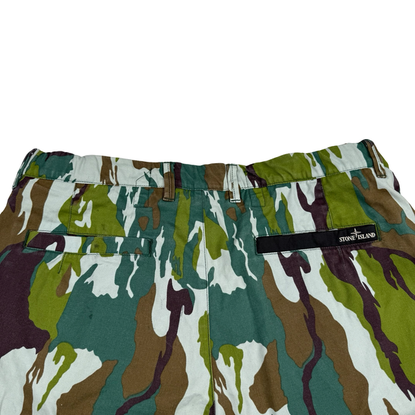 Stone Island Cotton Canvas Flowing Camo Spellout Shorts - Large (34")