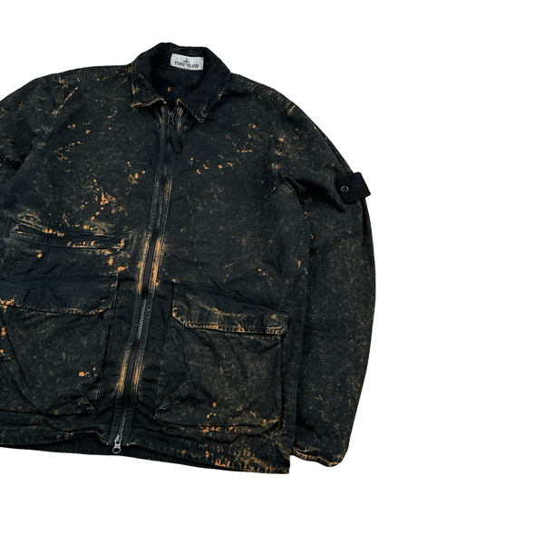 Stone Island Black Off-Dyed OVD Camo Overshirt Jacket - Medium