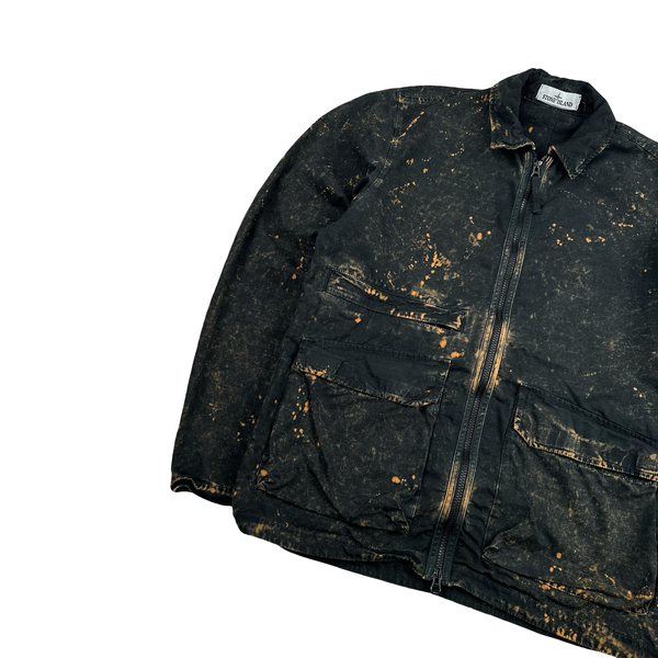 Stone Island Black Off-Dyed OVD Camo Overshirt Jacket - Medium