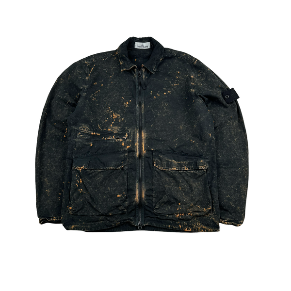 Stone Island Black Off-Dyed OVD Camo Overshirt Jacket - Medium