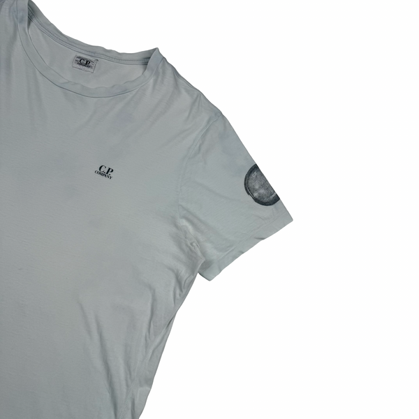 CP Company White Goggle Print Cotton  T Shirt