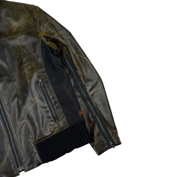 Hugo Boss Brown PU Leather Oldster Biker Jacket - XL (54)