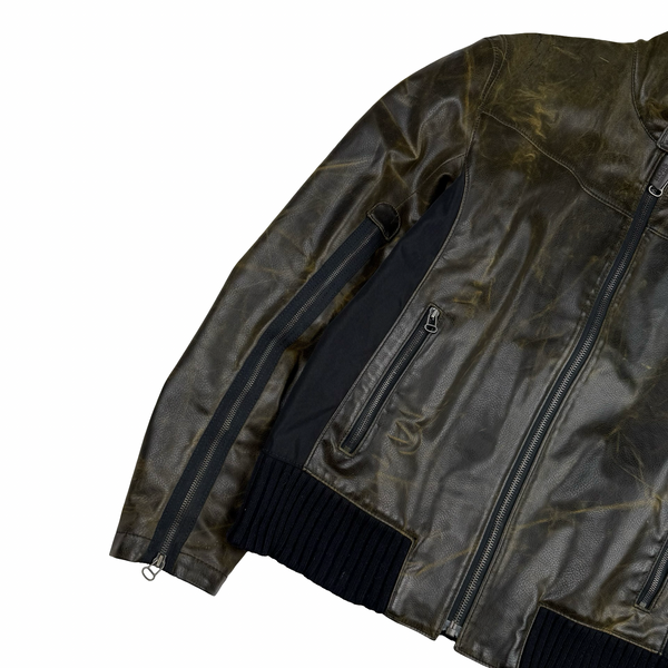Hugo Boss Brown PU Leather Oldster Biker Jacket - XL (54)