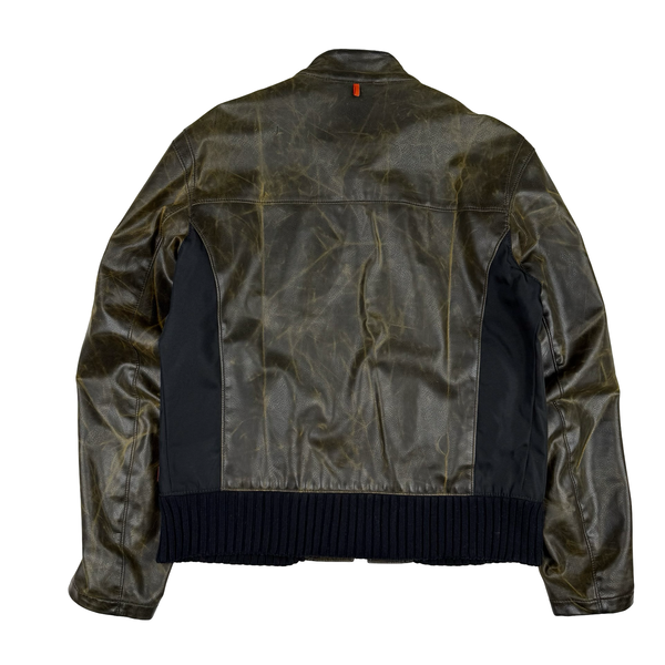 Hugo Boss Brown PU Leather Oldster Biker Jacket - XL (54)